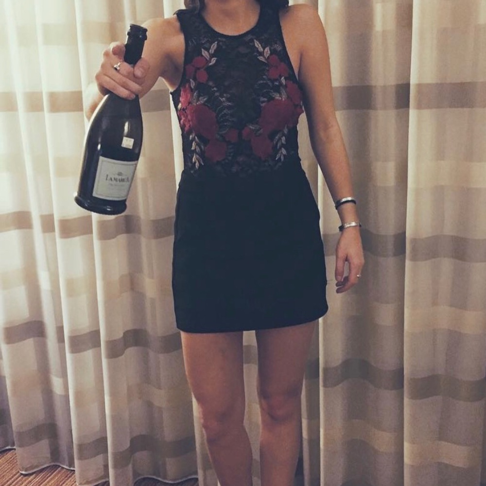 Forever21 Floral Embroidered Lace Bodysuit